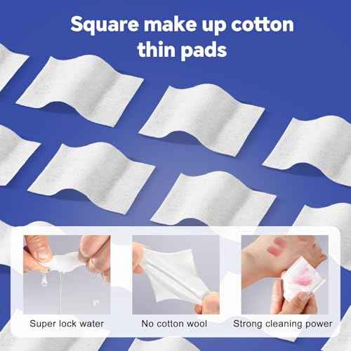 Square Cotton Pads for Face (475 Count) - 100% Pure Cotton, Soft Lint-Free Makeup Remover Pads for Facial and Eye Use, Double-Sided Design to Save Water and Hypoallergenic (75 Thick & 400 Ultra-Thin)