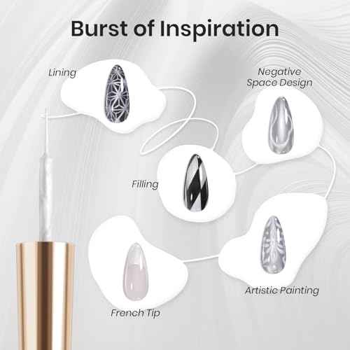 Beetles White Liner Gel Polish, 7ml Pearl White Gel Liner Nail Art Pearlescent Silver Shell Glitter Swirl Effect Pearl Nail Polish Soak Off UV LED Nail Art Design Gifts for Women