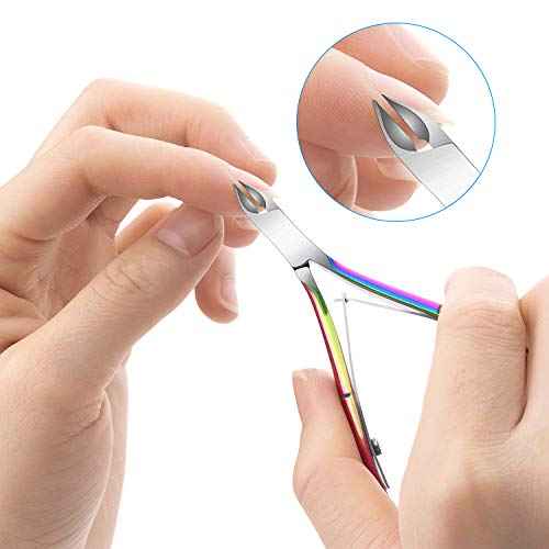 4 Packs Cuticle Nipper, Premium Stainless Steel Cuticle Trimmer for Manicure & Pedicure at Home/Spa/Salon [Rainbow Color]