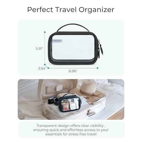 BAGSMART TSA-Approved Toiletry Bag, Large Opening Clear Makeup Bag with Handle, Quart Sized Travel Toiletry Bag, Carry-On Airline Compliant for Men and Women (Black)
