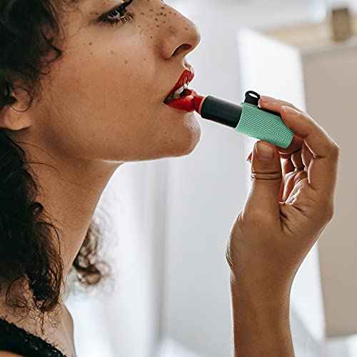 Homakover 12 Pack Compact Clip-On Lipstick Holder Keychain in 12 Colors,Lip Balm Sleeves with Clip, Fits Most Standard Lip Balm,Tight-Knit Elastic Lip Balm Keychain Holder