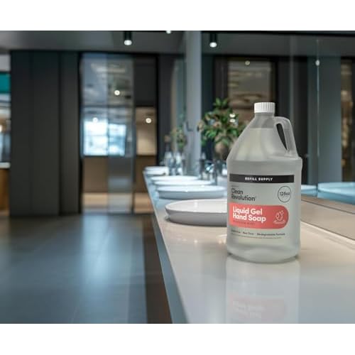 Clean Revolution Liquid Gel Hand Soap, Silky Rich Liquid, Quick Lather, Fast Rinsing, (Geramium Mint) 128 Fl Oz, 4 Pack - Made in USA