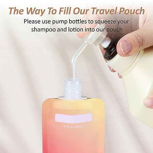 PACKISM Travel Pouches for Toiletries - 12 Pack Leak Proof 3oz TSA Approved Travel Size Containers, Stand Up, Slim & Lightweight Design, Take up Less Space, Pack More Liquids