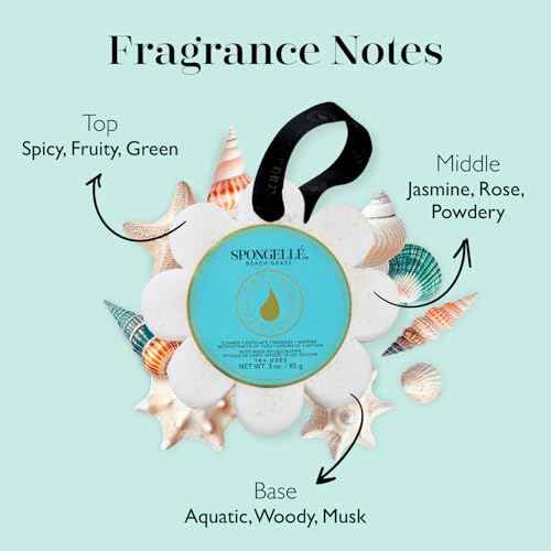 Spongelle Beach Grass Wild Flower Buffer Body Scrubber | Bath & Shower Loofah for Women | Exfoliator with Body Wash Infused Sponge | 14+ uses