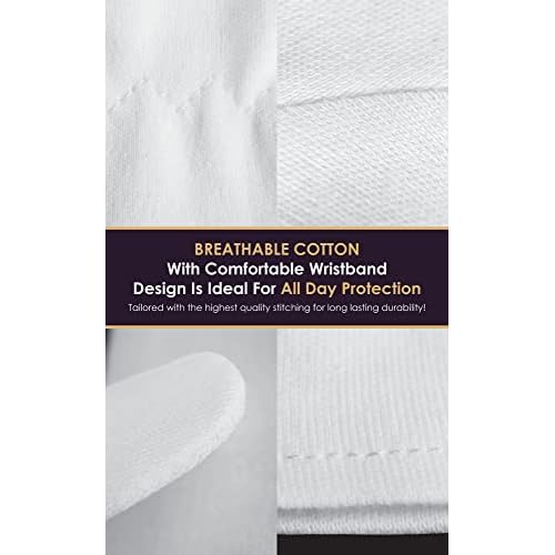 White Gloves Large (10 pair) - Cotton Gloves for Eczema, Cotton Gloves for Dry Hands, White Cotton Gloves for Women, Spa Glove, Lotion Glove, Sleeping Glove