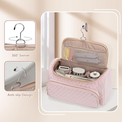 Fasrom Travel Carrying Case Compatible with Shark FlexStyle Air Styling & Drying System HD430/HD435, Hair Blow Dryer Storage Bag to Organize Hair Styling Attachments, Pink (Empty Bag)