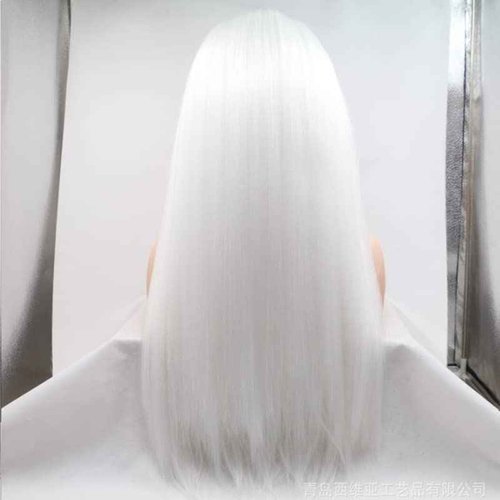 Xiweiya 1001# Snow White Blonde Color Yaki Straight Wig Long Hair Wig Synthetic Lace Front Wigs Heat resistant Fiber Hair For Women 24 inch