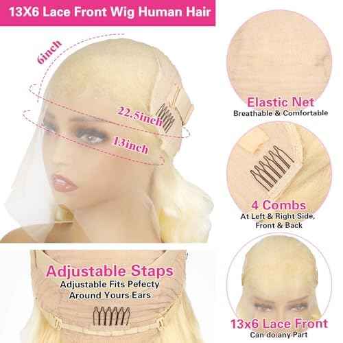 Koiaskral 613 13x6 Lace Front Wig Human Hair Blonde Wig Human Hair 200% Density Transparent Lace Front Wigs Human Hair 613 HD Lace Frontal Wig for Women 26 Inch