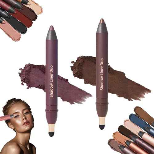 Rocino Perfect Color Duo-Shadow Liner 2-in-1 Eyeliner & Eyeshadow, Plum Eyeshadow Stick, Waterproof,Long-Lasting & Smudge-Proof Wear,Smooth, Smokey Eyes in 3 Minutes Effortless Finish(SMOLDER+TEMPT)