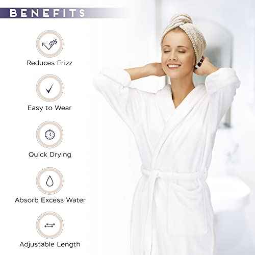 2 Pack Microfiber Hair Towel Wrap for Women, Anti Frizz Quick Drying Hair Turban for All Hair Style, Absorbent and Lightweight (Beige)