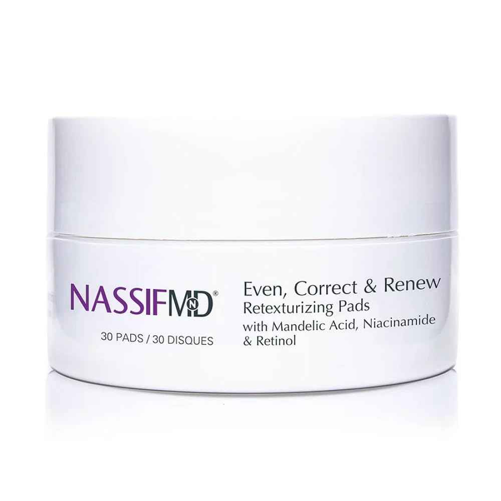 NassifMD Even, Correct & Renew Retexturizing Pads | Chemical Peel for Face | Whitehead, Closed Comedone and Acne Marks Skin Resurfacing Pads | Hyperpigmentation Treatment for Face