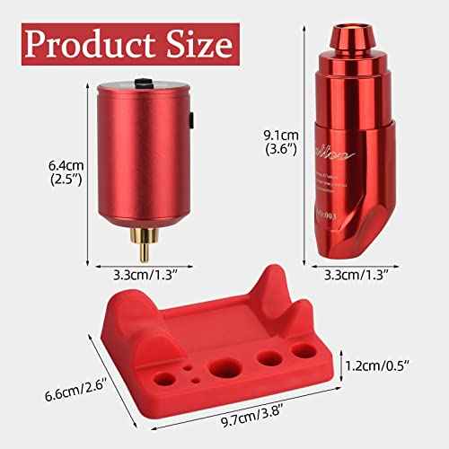 ATOMUS Tattoo Pen Machine Kit with Cordless Tattoo Power Supply Silicone Tattoo Machine Holder 3RL Cartridge Needles 1300mAh RCA Connector LCD Digital Rechargeable Power Supply Set