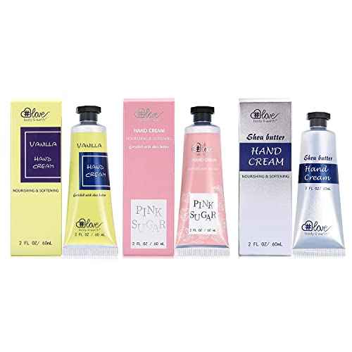 Body & Earth # Love Nourishing Hand Cream Gift Set, 3x2.0 oz, Shea Butter, Argan Oil, Vitamin E, Moisturizing, Fresh Fragrances, For All Skin Types, Perfect For Travel