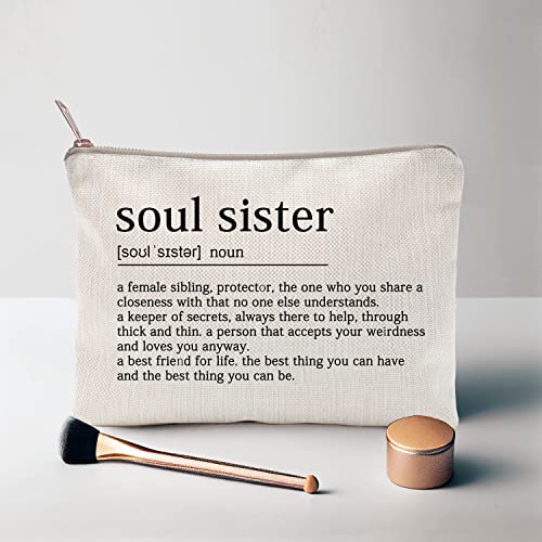 Soul Sister Makeup Case Gifts for Sister Cosmetic Bag Best Friend Toiletry Bag Gift Motivation Quotes Sister Birthday Gift (Soul Sister)