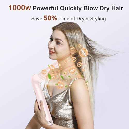 3 in 1 Rotating Hair Dryer Brush Spinning with Detachable Brush(2" & 1.5"),Negative Ionic Brush Blow Dryer 100-120V,3 Heats and 2 Speeds Rotating Hot Air Brush for Curling,Straight,Drying