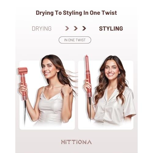 5 in 1 Hot Air Styler & Hair Styler- High-Speed Hair Dryer Brush, Fast Drying Blow Dryer Brush No Heat Damage Multi-Styler Auto Wrap Curlers for Volumizing Curl Straighten Frizz-Free with Travel Bag
