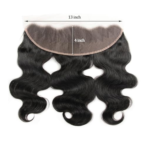 Body Wave Human Hair Bundles with Frontal (16 16 18 18+16Frontal) 12A 4 Bundles Human Hair with Closure 13x4 HD Lace Frontal 100% Unprocessed Brazilian Virgin Hair