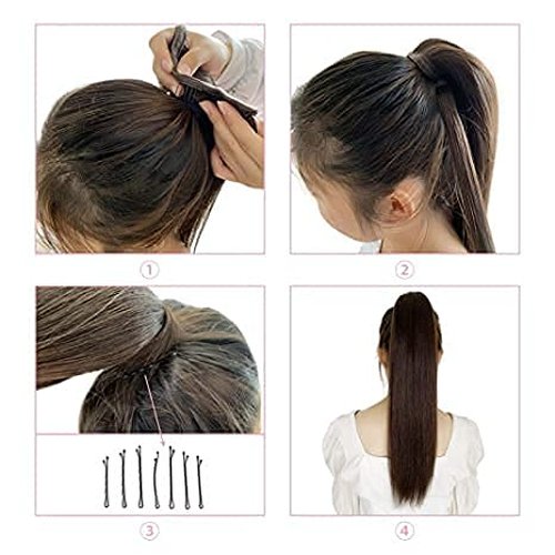 ABH AMAZINGBEAUTY HAIR Remy Human Hair Extensions Ponytail for fashion Women, Wrap in Easy to Use, 80 Gram, Dark Brown 2 Color, 16 Inch