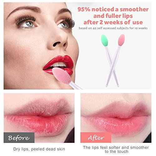 Lip Scrub Brush,Lip Scrubber Exfoliator,Double-Sided Silicone Lip Exfoliating Tool,Gentle Lip Exfoliator Scrubber Brush for Smooth,Soft,Bright,and Healthy Lips(2 PCS)