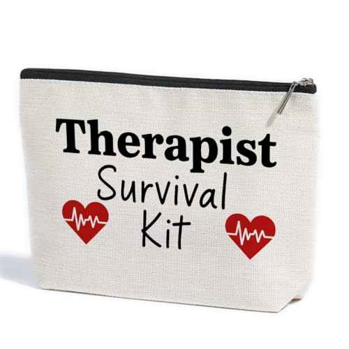 Therapist Survival Kit Makeup Bag, Therapy Portable Pouch Travel Essentials Organizer Cosmetic Bags for Women, Funny Travel Makeup Toiletries Accessories, Christmas Gifts for Women