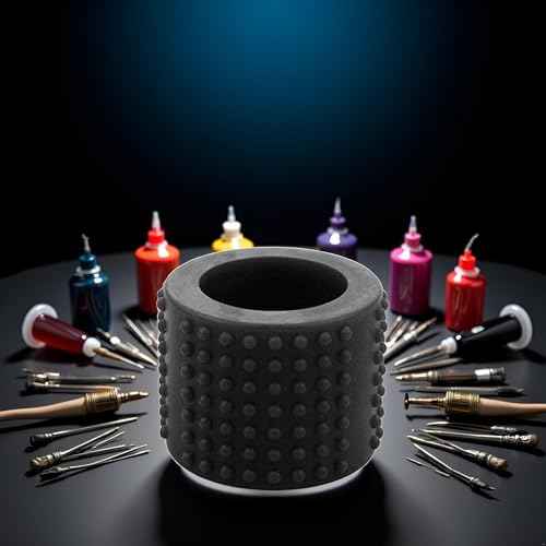 Black Food-Grade Silicone Tattoo Grip Cover - Dia 25x30mm Professional Tattoo Pen Sleeve | Non-Slip Grip Accessories for Tattoo Artists, Tattoo Machine Parts, Professional Tattoo Supplies (3.7x3cm)
