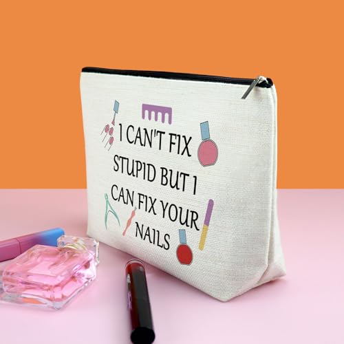 Nail Technician Gift Nail Artist Appreciation Gift for Women Makeup Bag Manicurist Gifts Graduation Gifts Cosmetic Bag Nails Lovers Present Christmas Birthday Present for Her Zipper Travel Pouch
