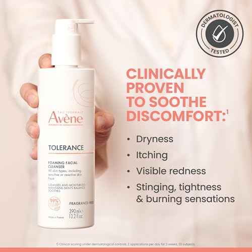 Av?ne Tolerance Daily Foaming Facial Cleanser, For All Skin Types Including Sensitive, Reactive Skin, Glycerin & Niacinamide Daily Use Face Wash, Fragrance-Free, Dermatologist Tested, Non-Comedogenic