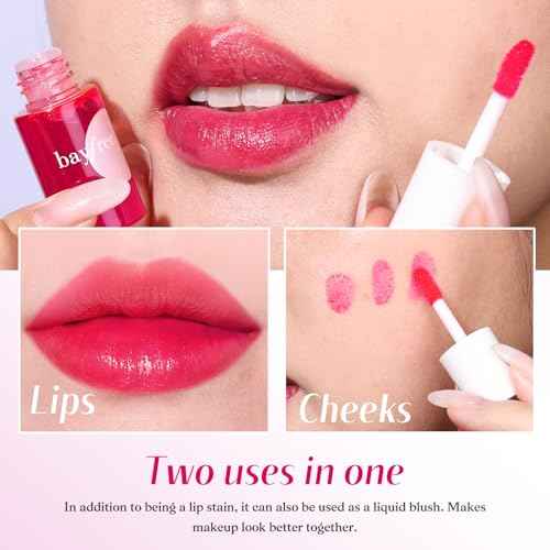 bayfree Lip Tint Stain Set, Lip Stain Long Lasting Waterproof, Lightweight, Non-sticky, Transfer-Proof, Matte Finish (fruit land)