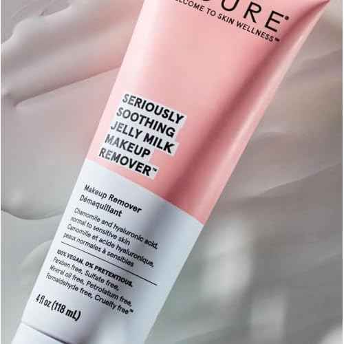 Acure Seriously Soothing Jelly Milk Makeup Remover - Waterproof Make Up Removal for Normal to Sensitive Skin - Moisturizing Finish - Milky Texture with Chamomile & Hyaluronic Acid -100% Vegan- 4 Fl Oz