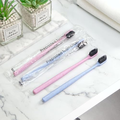 500Pcs Prepasted Disposable Toothbrushes Bulk Individually Wrapped Pre Pasted Soft Bristle Tooth Brush Set Travel Colorful Toothbrushes for Homeless Gift Hotel Camping Travel