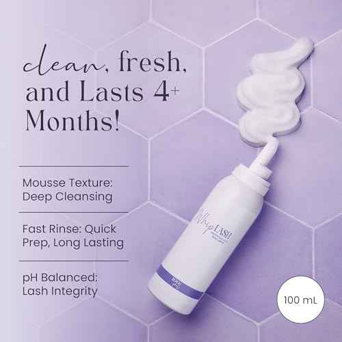LivBay Whip Lash Foam Cleanser, Lash Bath for Eyelash Extensions, Mousse-Like Foam Cleanser for Extensions, Hydrating Eyelash Bath, Up to 200 Lash Baths, 100ml