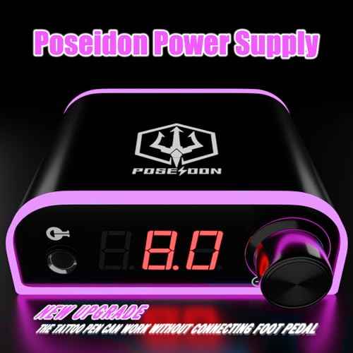 Tattoo Kit - POSEIDON Tattoo Pen Kit with Power Supply and foot Pedal,Rotary Tattoo Machine Kit Professional Complete with 20PCS Tattoo Cartridge Needles and 20 Pcs Tattoo inks for Beginner£¨PTK033£©