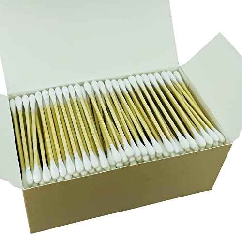 1050pcs CGR Organic cotton Swabs, 100% Cotton Double-Tipped, Bamboo Sticks(compostable), Travel Pack(3 Pack of 350 Swabs Total)