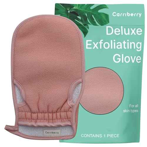 Deluxe Exfoliating Glove for Bath & Shower, Deep Cleansing Body Bath Mitt for Body Scrub, Removes Dead Skin & Improve Skin Glow (Pink - Pack of 1)