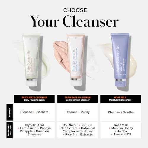 Kate Somerville ExfoliKate Cleanser – Daily Exfoliating Foaming Face Wash, Clinically Formulated Glycolic Acid and Lactic Acid Gentle Facial Scrub, 8 Fl Oz