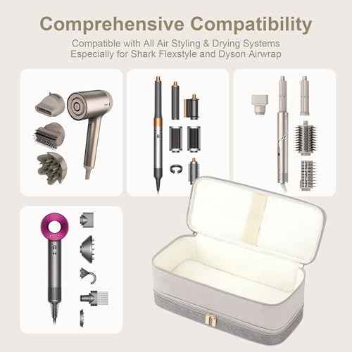 Travel Carrying Case for Dyson Shark Flexstyle Revlon Hair Dryer Airwrap, Double-Layer Dyson Airwrap Travel Case, Portable Shark Hair Tools Storage Bag for Airwrap Styler and Attachments