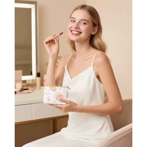 2 Pcs Embroidery Small Makeup Bags for Purse, Mini Portable Cosmetic Bags for Women, Coin Lipstick Storage Pouch, Zipper Organizer Holder, 4.72"*3.93"