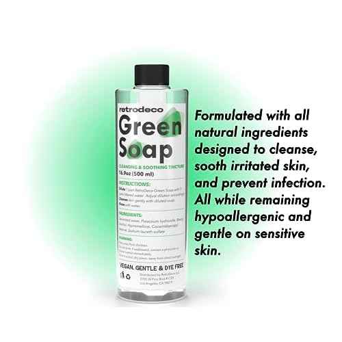 Ultra Concentrated 16.9oz Tincture of Green Tattoo Soap USP: Makes 1.3 Gallons of Green Soap with XL 16.9oz Squeeze Bottle