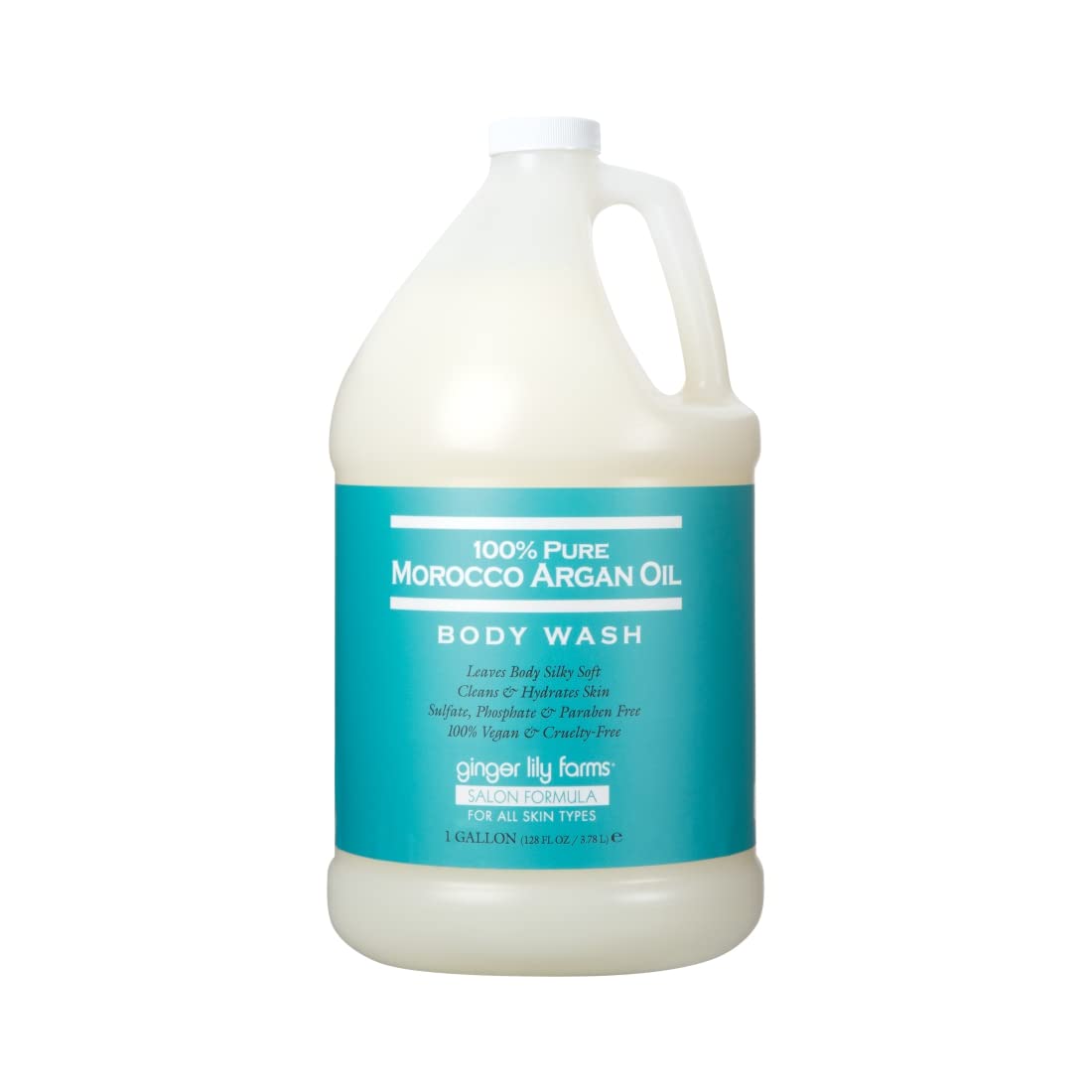 Ginger Lily Farms 100% Pure Morocco Argan Oil Body Wash + Shampoo + Conditioner Bundle, 1 Gallon Each