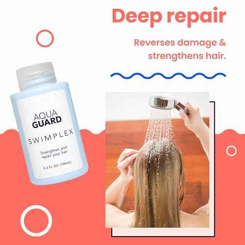 AQUA GUARD Swim Hair Rescue Bundle | Pre-Swim Protection & Post-Swim Repair Kit | Includes Hair Defense, Shampoo, Conditioner, Detangler, Hair Mask & SPF Skin Defense | Chlorine Care For Swimmers