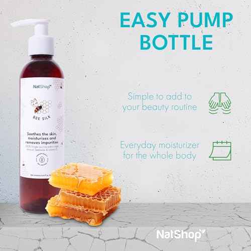 NatShop | Bee Silk Body Lotion With Olive Oil Beeswax And Vitamin E | 8.8oz Pump