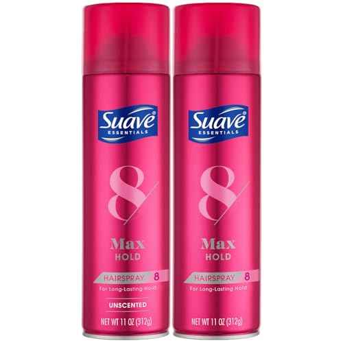 Suave+ Hairspray Max Hold Variety 2-Pack, Unscented & Scented Formulas ? Aerosol Hairspray, 11 Oz Ea