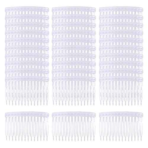 Cinaci 30 Pack Small Clear White Plastic Hair Side Combs Slide Bun Holder with 14 Teeth DIY Headpieces Thin Fine Hair Clips Grips French Twist Barrettes Accessories for Women Girls Wedding Brides Veil