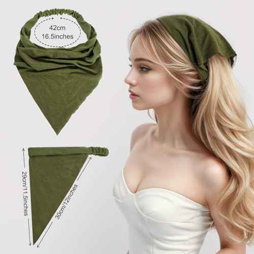 6Pack Scarf Headband Women¡¯s Triangle Scarf Elastic Boho Bandana Head Scarves with Clips Non Slip Hair Kerchief