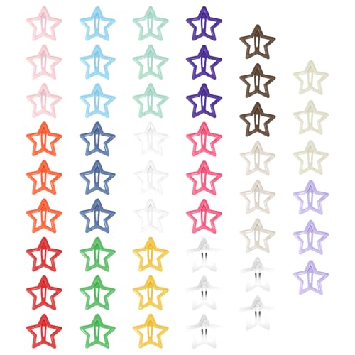 Xindojuz 50 PCS Star Clips, 1.2"/3 cm Metal Non-Slip Snap Hair Clips and Barrettes, Cute Y2k Hair Accessories for Girls and Women, 2000s Sparkling Colorful kawaii Hairclips
