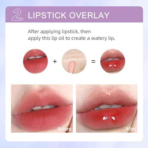 2Pcs Crystal Jelly Moisturizing Lip Oil Hydrating Lip Gloss Set, Non-sticky Fresh Texture Nourishing Plumping Lip Oil Long Lasting Lip Care Tools