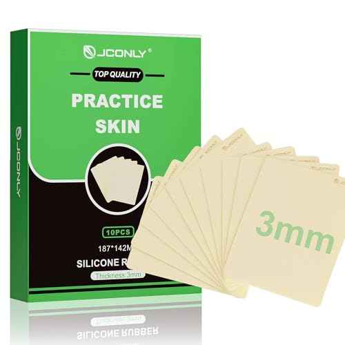 Premium Tattoo Practice Skin (3mm Thick Medical Silicone) - 10PCS Double-Sided Fake Skin Reusable Mat, 7.4"x5.5" Tattoo Skin with Deluxe Gift Box, for Professional Artists