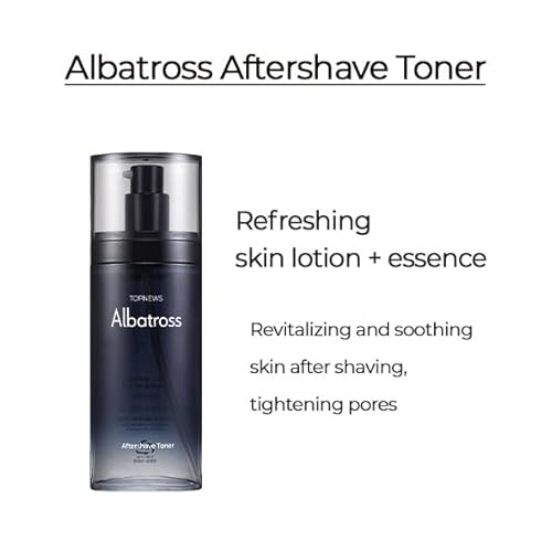 CHARMZONE Albatross Skincare for Men Aftershave Toner and Emulsion Set Father's Day Gift Set Hydrating Moisturizing Nourishing Toner+ Fluid + Travel size Total of 10.5 fl.oz