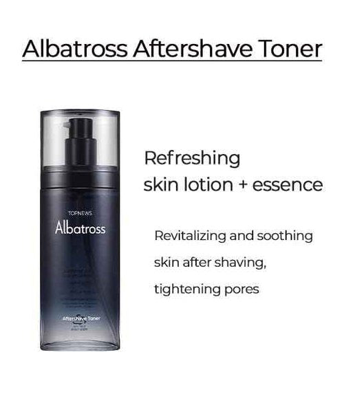 CHARMZONE Albatross Skincare for Men Aftershave Toner and Emulsion Set Father's Day Gift Set Hydrating Moisturizing Nourishing Toner+ Fluid + Travel size Total of 10.5 fl.oz
