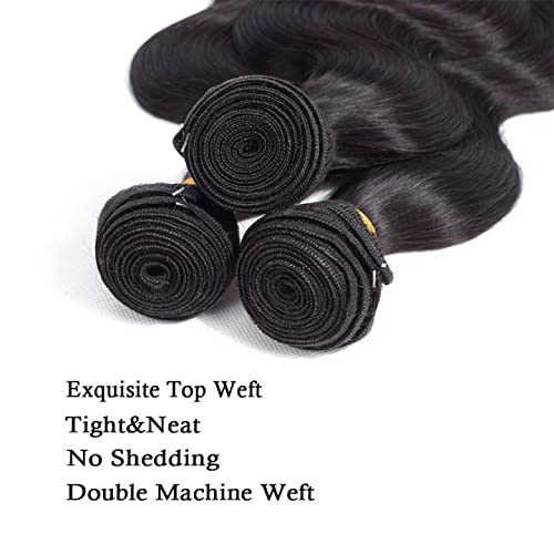 Human Hair Bundles Color 1B Body Wave Bundles 24 24 24 Inch Niegmeag Brazilian Virgin Soft and Skily Remy Hair Extensions Double Weft Hair Weave 300g